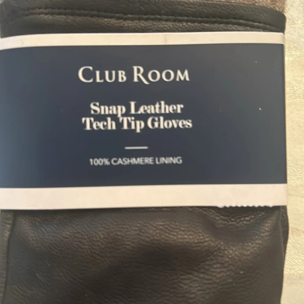 Club Room Snap Leather Tech Tip Gloves XL 100% cashmere lining - Picture 5 of 6